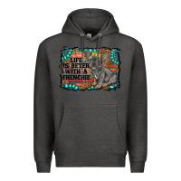 Charcoal Heather life is better with a frenchie Premium Hoodie - RanaPortraitStore