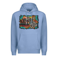 Colony Blue life is better with a frenchie Premium Hoodie - RanaPortraitStore