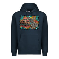 Navy life is better with a frenchie Premium Hoodie - RanaPortraitStore