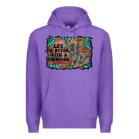 Purple life is better with a frenchie Premium Hoodie - RanaPortraitStore