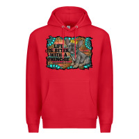 Red life is better with a frenchie Premium Hoodie - RanaPortraitStore