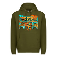 Army Green basketball mom with leopard Premium Hoodie - Zillion Design Studio