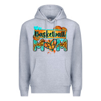 Heather Grey basketball mom with leopard Premium Hoodie - Zillion Design Studio