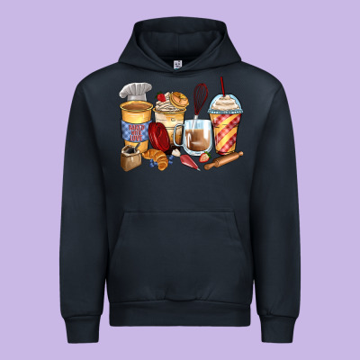 Bakery Coffee Cups Urban Hoodie Designed By Zillion Design Studio