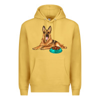 Antique Gold german shepherd with food bowl Premium Hoodie - texasbilliewilder