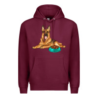 Burgundy german shepherd with food bowl Premium Hoodie - texasbilliewilder