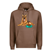 Chestnut german shepherd with food bowl Premium Hoodie - texasbilliewilder