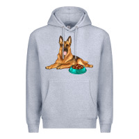 Heather Grey german shepherd with food bowl Premium Hoodie - texasbilliewilder