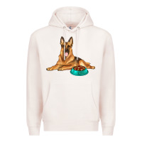 Pale Pink german shepherd with food bowl Premium Hoodie - texasbilliewilder