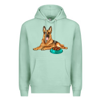 Seafoam german shepherd with food bowl Premium Hoodie - texasbilliewilder