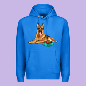 German Shepherd With Food Bowl Premium Hoodie Designed By Texasbilliewilder