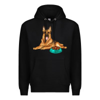 Black german shepherd with food bowl Premium Hoodie - texasbilliewilder
