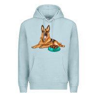Blue Mist german shepherd with food bowl Premium Hoodie - texasbilliewilder