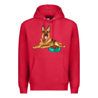 Cardinal german shepherd with food bowl Premium Hoodie - texasbilliewilder