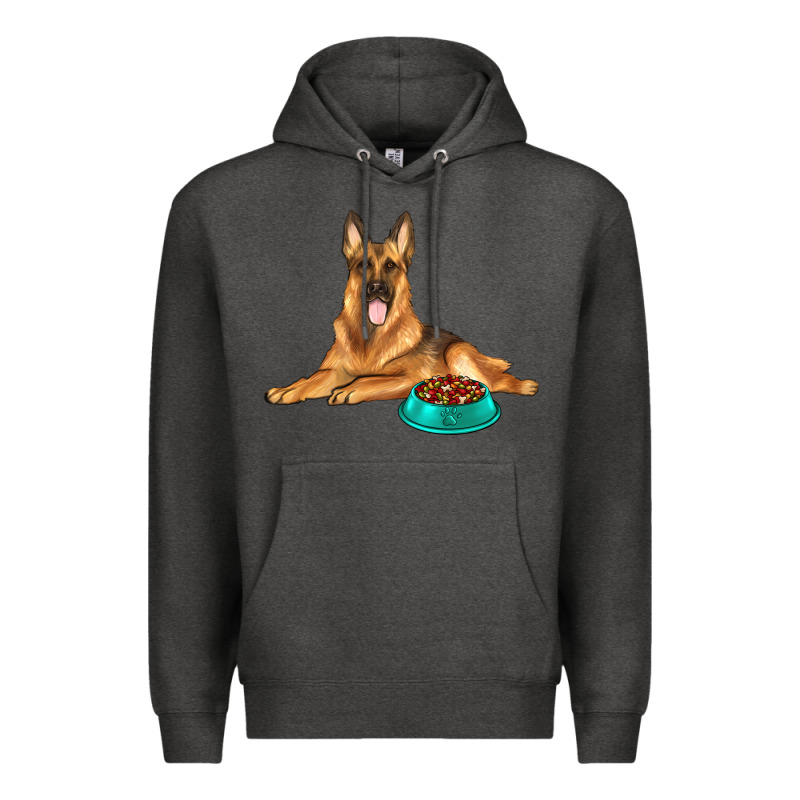 German Shepherd With Food Bowl Premium Hoodie by texasbilliewilder | Teevron