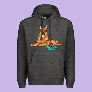 German Shepherd With Food Bowl Premium Hoodie Designed By Texasbilliewilder