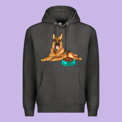 German Shepherd With Food Bowl Premium Hoodie Designed By Texasbilliewilder