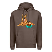 Coffee german shepherd with food bowl Premium Hoodie - texasbilliewilder