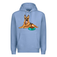 Colony Blue german shepherd with food bowl Premium Hoodie - texasbilliewilder