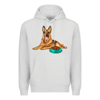 Dove Grey german shepherd with food bowl Premium Hoodie - texasbilliewilder
