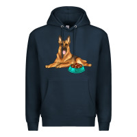 Navy german shepherd with food bowl Premium Hoodie - texasbilliewilder