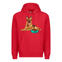 Red german shepherd with food bowl Premium Hoodie - texasbilliewilder