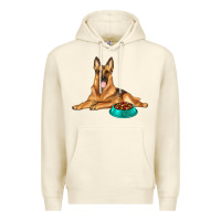 Sandshell german shepherd with food bowl Premium Hoodie - texasbilliewilder