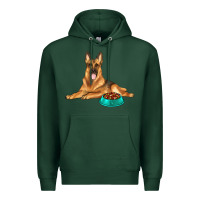 Sports Green german shepherd with food bowl Premium Hoodie - texasbilliewilder