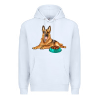 White german shepherd with food bowl Premium Hoodie - texasbilliewilder