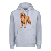 Heather Grey golden retriever with toys Premium Hoodie - texasbilliewilder