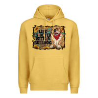 Antique Gold life is better with a bulldog Premium Hoodie - RanaPortraitStore