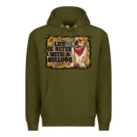 Army Green life is better with a bulldog Premium Hoodie - RanaPortraitStore