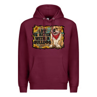 Burgundy life is better with a bulldog Premium Hoodie - RanaPortraitStore