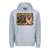 Heather Grey life is better with a bulldog Premium Hoodie - RanaPortraitStore