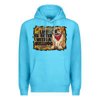 Ocean Blue life is better with a bulldog Premium Hoodie - RanaPortraitStore