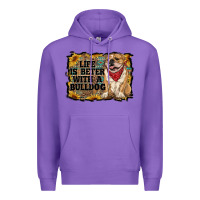 Purple life is better with a bulldog Premium Hoodie - RanaPortraitStore