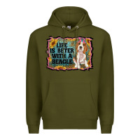 Army Green life is better with a beagle Premium Hoodie - RanaPortraitStore