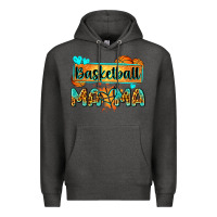 Charcoal Heather basketball mama with leopard Premium Hoodie - Zillion Design Studio