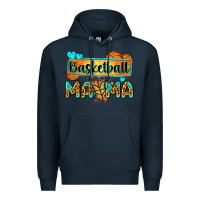 Navy basketball mama with leopard Premium Hoodie - Zillion Design Studio