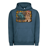 Pigment Midnight Navy life is better with a cockapoo Urban Hoodie - RanaPortraitStore