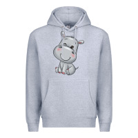 Heather Grey hippo Premium Hoodie - texasbilliewilder