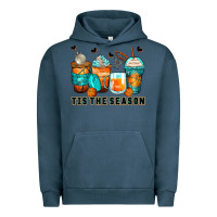 Pigment Midnight Navy tis' the season basketball coffee cups Urban Hoodie - Zillion Design Studio