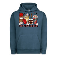 Pigment Midnight Navy tis' the season baseball coffee cups Urban Hoodie - Zillion Design Studio
