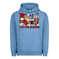 Pigment Pebble Blue tis' the season baseball coffee cups Urban Hoodie - Zillion Design Studio
