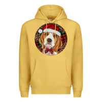 Antique Gold beagle christmas ornament Premium Hoodie - RanaPortraitStore