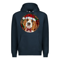 Navy beagle christmas ornament Premium Hoodie - RanaPortraitStore