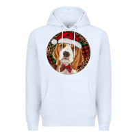 White beagle christmas ornament Premium Hoodie - RanaPortraitStore