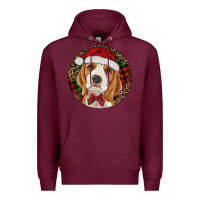 Burgundy beagle christmas ornament Premium Hoodie - RanaPortraitStore