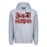 Heather Grey football mama with leopard Premium Hoodie - Zillion Design Studio