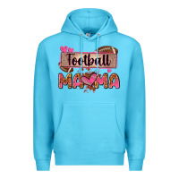 Ocean Blue football mama with leopard Premium Hoodie - Zillion Design Studio